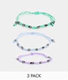 Asos Design Slim 4mm Cord Bracelet Pack In Pastel Colors-multi