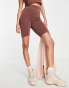 Asos Design Washed Legging Shorts In Brown