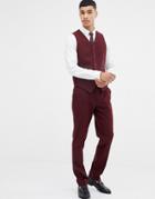 Asos Design Skinny Suit Pants In Burgundy - Red