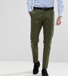 Heart & Dagger Skinny Suit Pants In Cotton Sateen - Green