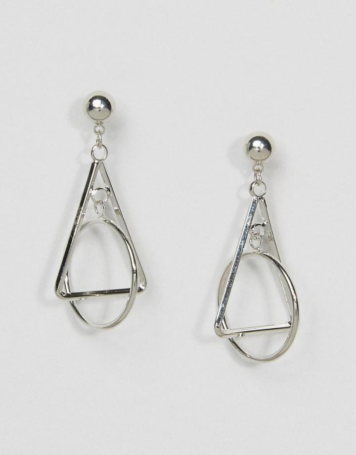 Asos Open Triangle & Circle Drop Earrings - Silver