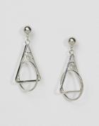 Asos Open Triangle & Circle Drop Earrings - Silver