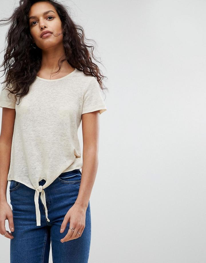 Vero Moda Tie Front T-shirt - Cream