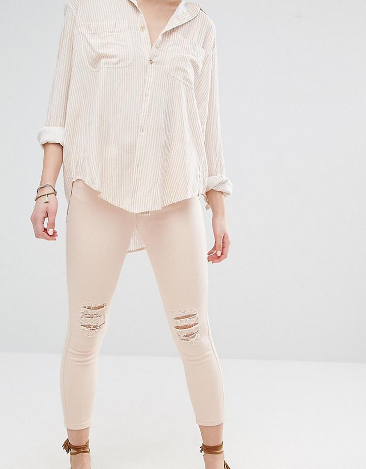 Vero Moda Petite Skinny Ankle Grazer Jeans - Cream