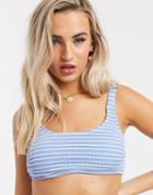 Chelsea Peers Recycled Ribbed Bikini Top In Blue And White Stripes-blues