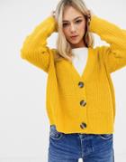 Brave Soul Daisy Crop Cardigan - Yellow