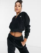 Adidas Originals 'relaxed Risqu ' Velour Zip Through Hoodie-black