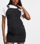 Asos Design Maternity Overalls Pinafore Dress In Washed Black