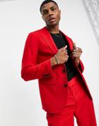 Devils Advocate Loose Fit Wide Lapel Suit Jacket-red
