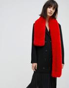 Asos Faux Fur Bright Red Scarf - Red