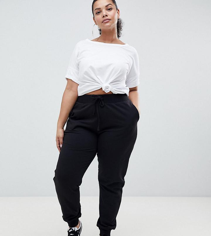 Asos Design Curve Basic Jogger With Tie - Black