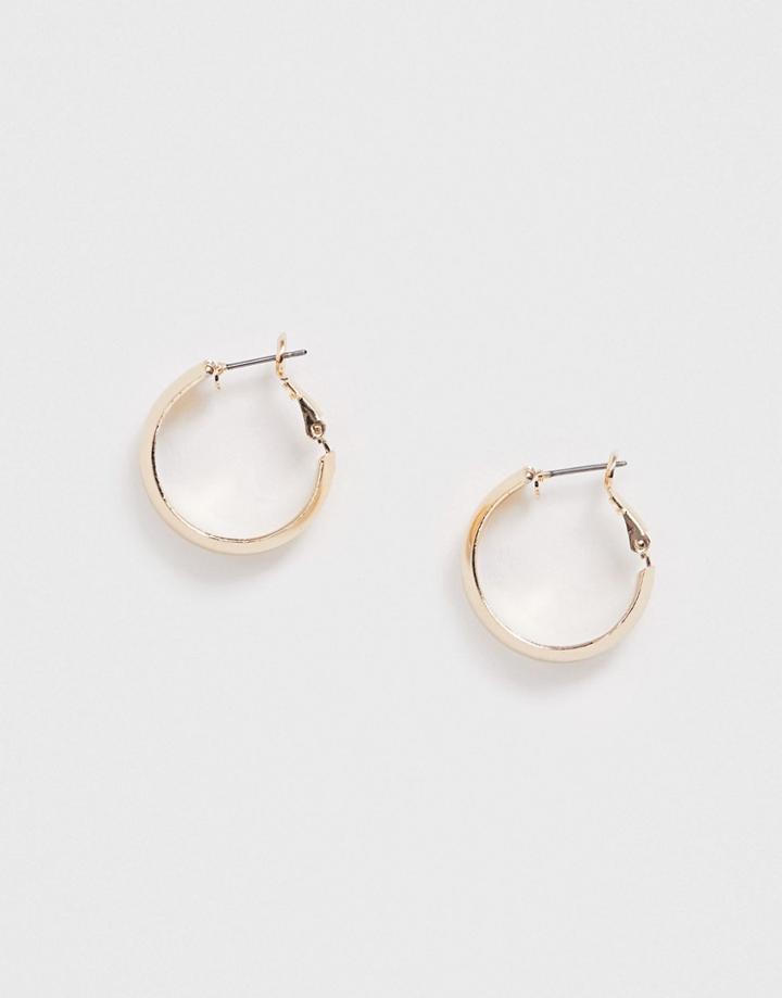 Asos Design Thick Hoop Earrings In Gold Tone