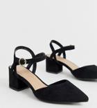 New Look Wide Fit Faux Suede Low Block Heeled Shoes In Black
