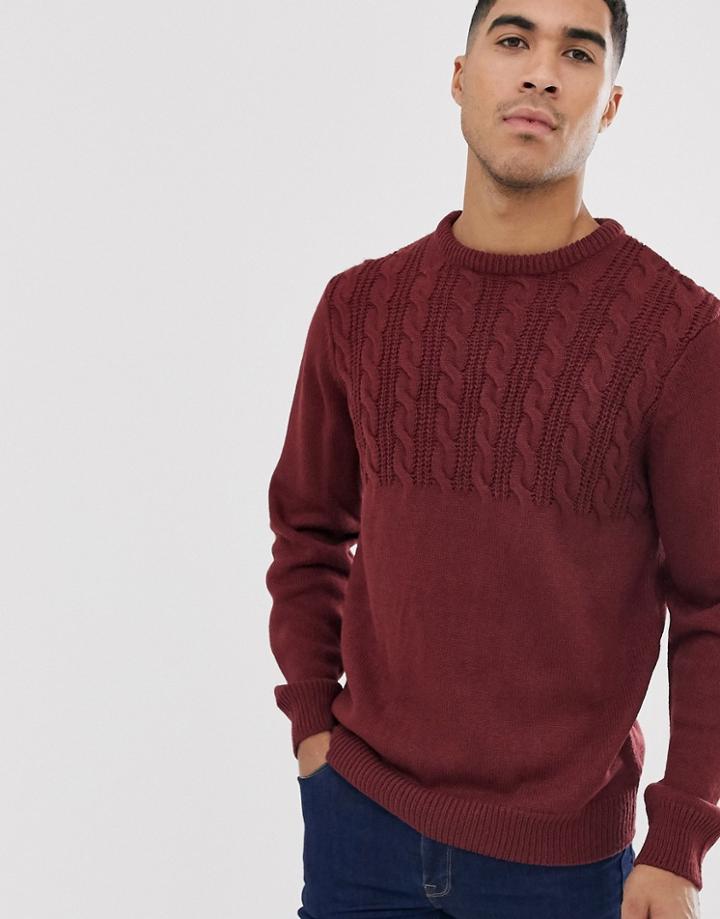 Another Influence Half Cable Sweater In Burgundy
