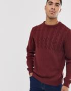 Another Influence Half Cable Sweater In Burgundy