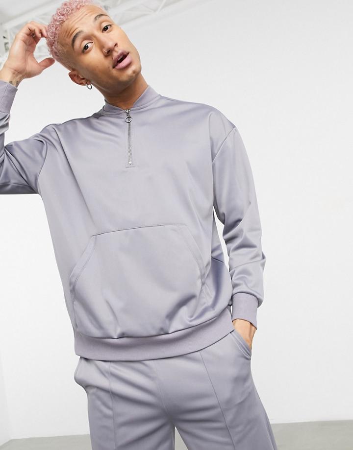 Asos 4505 Half Zip Sweatshirt In Poly-tricot-grey