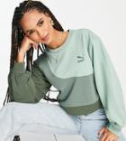 Puma Convey Oversized Sweatshirt In Green Color Block Exclusive To Asos