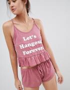New Look Slogan Cami Pyjama Set - Pink