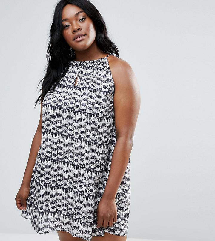 Nvme Plus Swing Dress With Keyhole Detail - Multi
