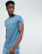 Asos Design Crew Neck T-shirt In Blue - Gray