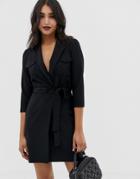 Asos Design Utility Mini Tux Dress In Black