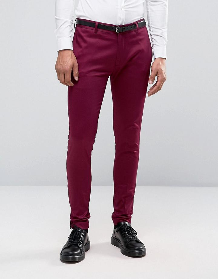 Asos Super Skinny Suit Pant In Berry - Purple