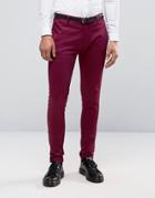 Asos Super Skinny Suit Pant In Berry - Purple