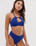 Pour Moi Pool Party Ring Neck Underwired Bikini Top - Blue