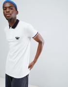 Asos Design Polo In Rib With Wasp Chest Embroidery And Tipped Collar - Brown