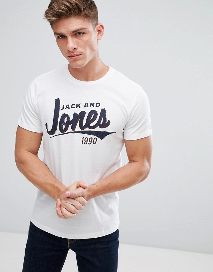Jack And Jones Retro Logo T-shirt - White