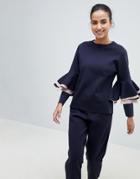 Ted Baker Ted Says Relax Frill Long Sleeve Sweatshirt - Navy