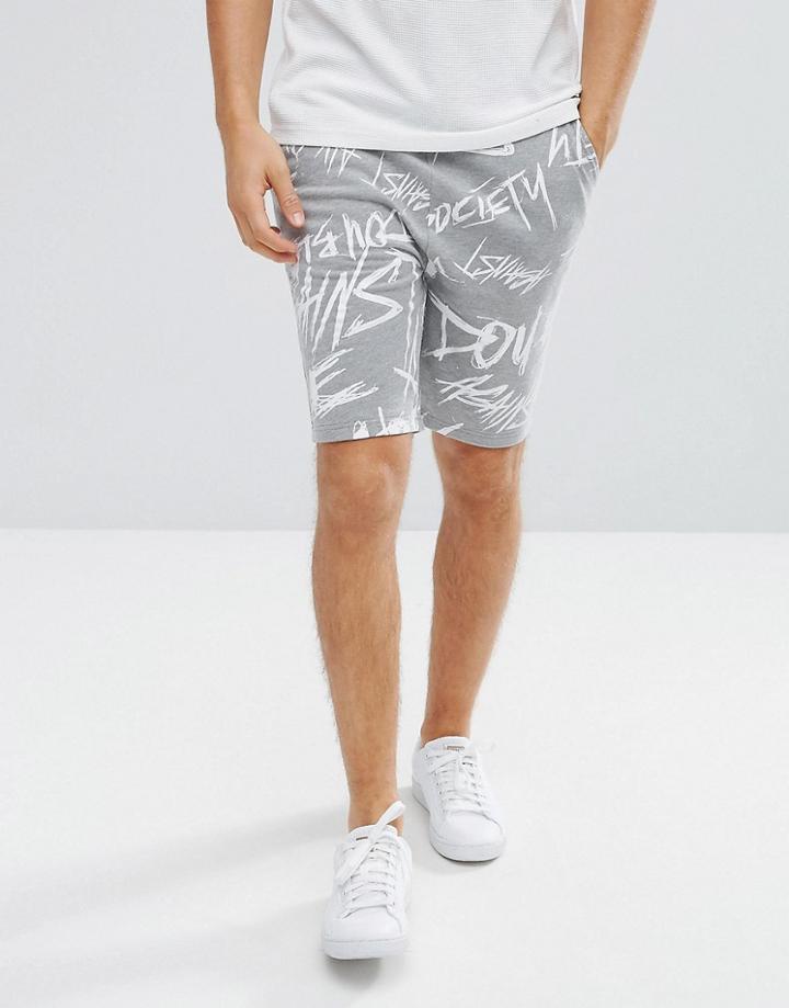 Asos Skinny Short With All Over Print - Gray
