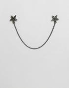 Designb London Star Collar Tips & Chain In Gunmetal - Silver