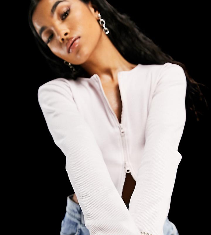 Asyou Zip Through Crop Top In Lilac-purple