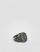 Asos Edition Statement Ring In Silver With Crystals - Silver