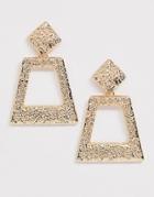 Asos Design Earrings With Textured Diamond Stud And Drop In Gold Tone - Gold