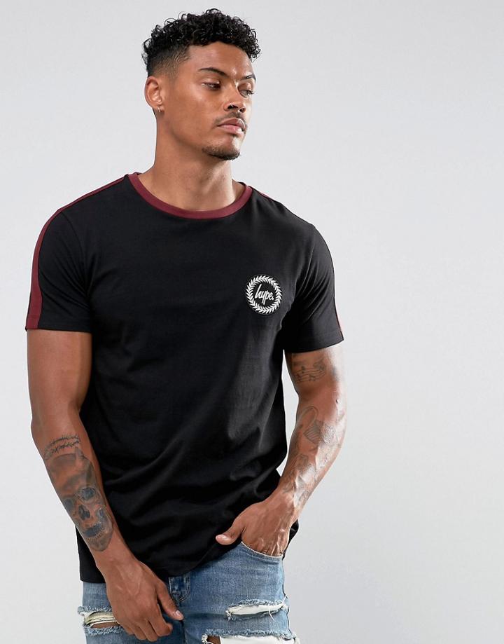 Hype T-shirt In Black With Red Stripe - Black