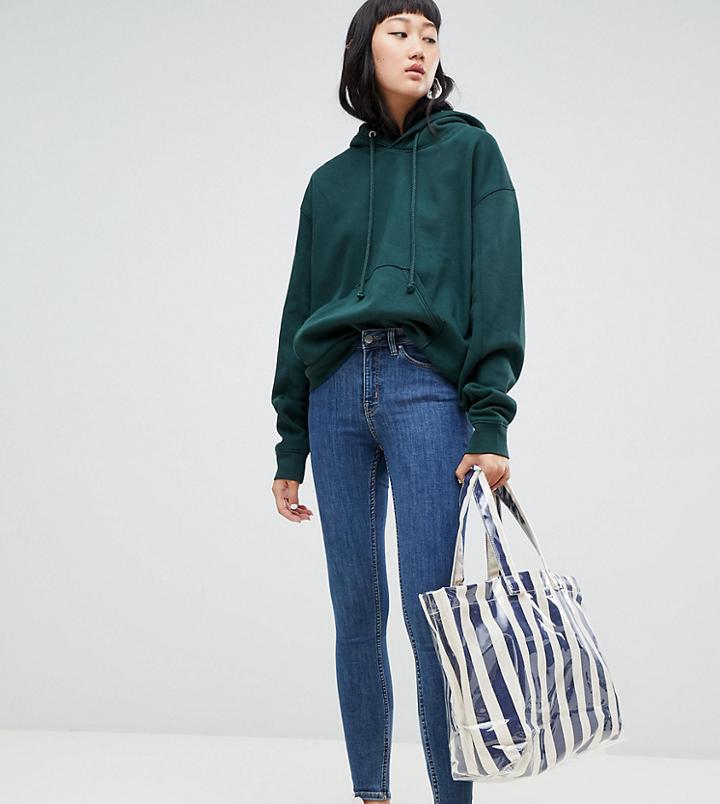 Weekday Body Super Stretch Skinny Jeans With Organic Cotton In Mid Blue - Blue