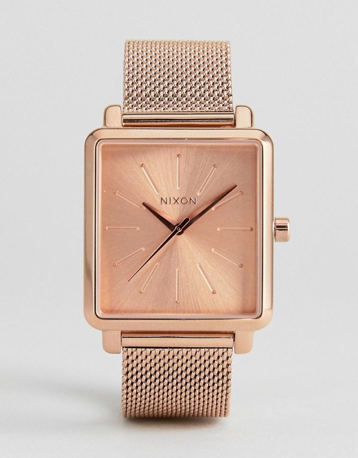Nixon K Squared Mesh Watch In Rose Gold - Gold