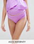 Asos Maternity Fold Over Bikini Bottom - Purple