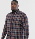 Asos Design Plus Slim Fit Plaid Check Shirt-navy