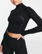Weekday Recycled Polyamide Seamless Yoga Long Sleeve Top In Black - Part Of A Set