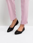 New Look Lace Up Front Detail Almond Toe Flat Shoe - Black