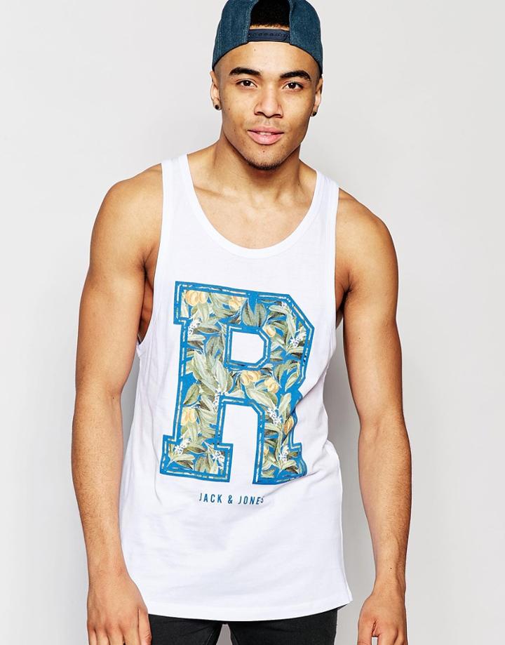 Jack & Jones Tank With Print - White