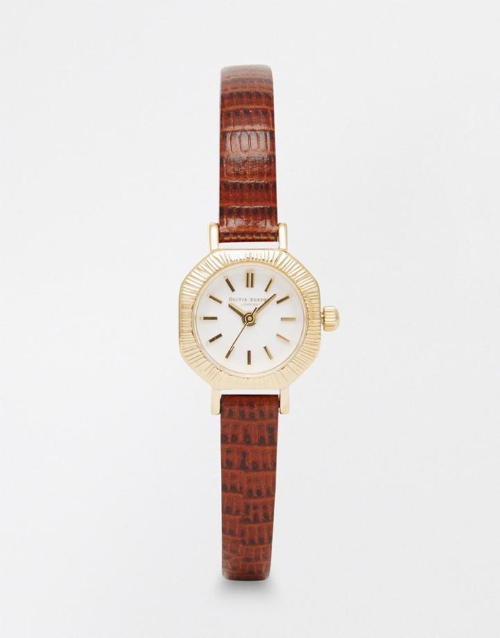 Olivia Burton Mini Antique Brown & Gold Watch - Brown