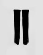 Leg Avenue Stretch Velvet Opera Length Gloves - Black