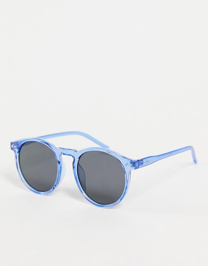 Aj Morgan Pause Unisex Round Sunglasses In Blue-blues