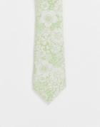 Asos Design Recycled Slim Tie With Floral Design In Green