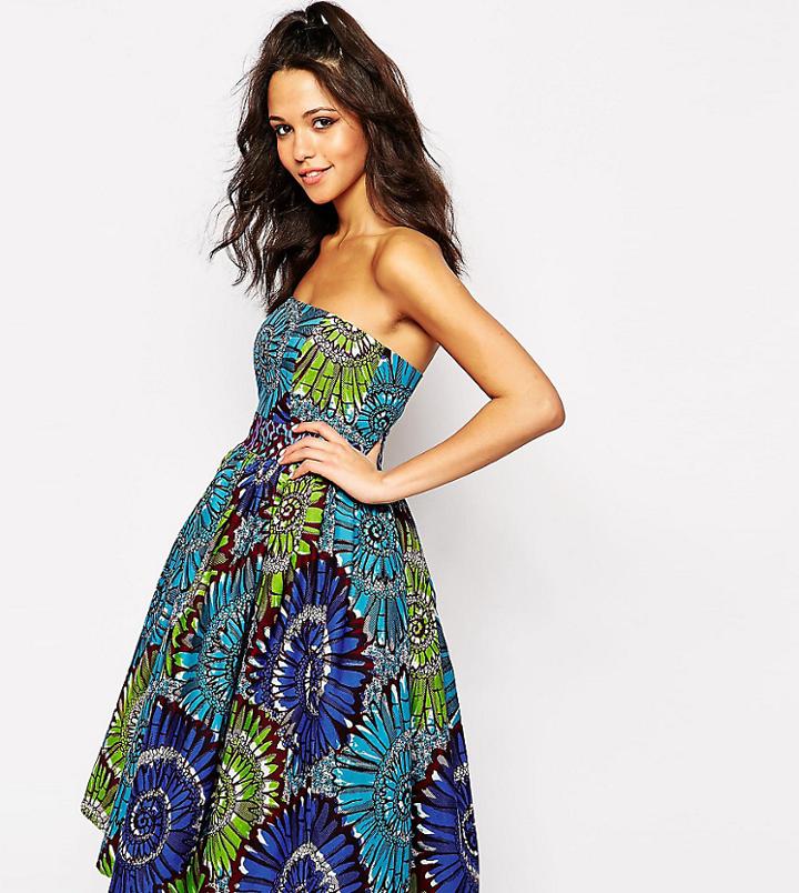 Sika X Asos Strapless Full Prom Dress - Multi