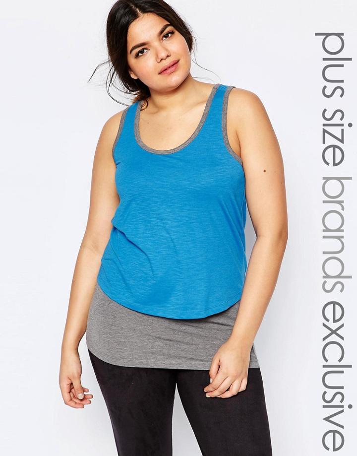 Junarose Racer Back Double Layer Tank - Blue